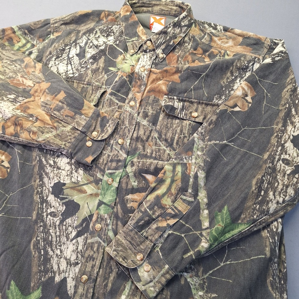 X-Scent Mens 2XL Camo Hunting Shirt Button Front X-Static Lining 1421